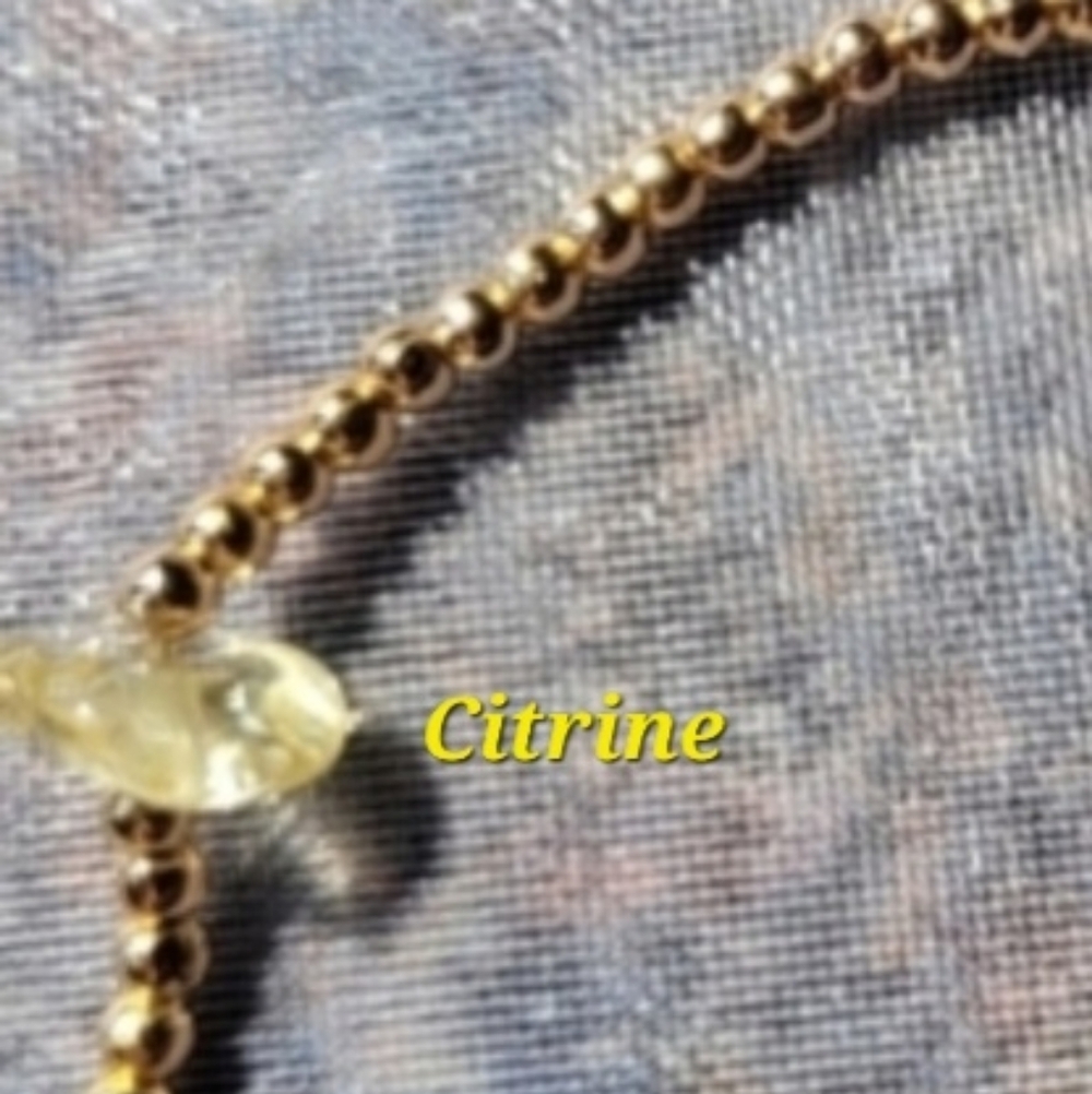 November Citrine Bracelet Semi-precious Gemstone/18K Gold-plated Brass Beads